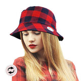 Reversible Buffalo Check Patterned Bucket Hat - Madeline Love - Flyclothing LLC