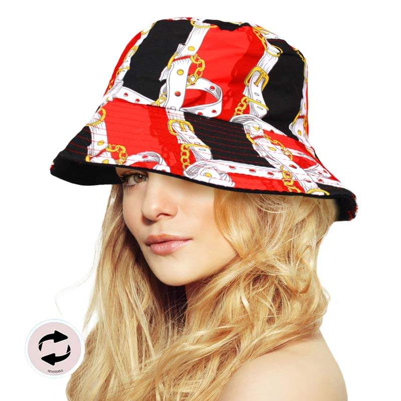 Reversible Chain Patterned Bucket Hat - Madeline Love - Flyclothing LLC