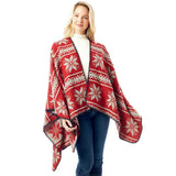 Reversible Snowflake Pattern Ruana - Madeline Love - Flyclothing LLC