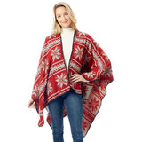 Reversible Snowflake Pattern Ruana - Madeline Love - Flyclothing LLC