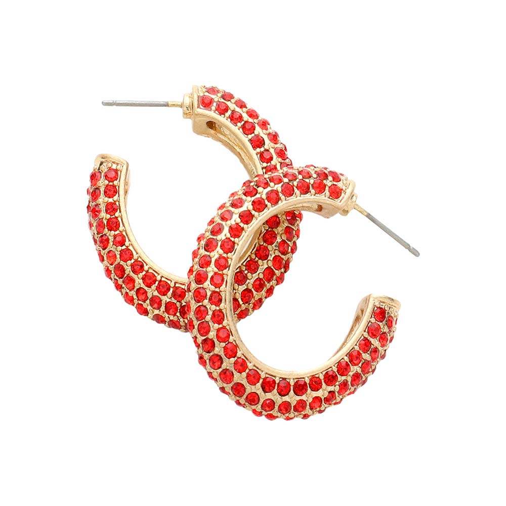 Rhinestone Embellished Oval Hoop Evening Earrings - Madeline Love - Flyclothing LLC