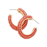 Rhinestone Embellished Oval Hoop Evening Earrings - Madeline Love - Flyclothing LLC