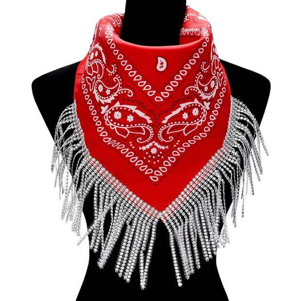 Rhinestone Like Fringe Cowgirl Bandana Scarf - Madeline Love - Flyclothing LLC