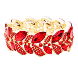 Rhinestone Pave Marquise Stone Leaf Stretch Evening Bracelet - Madeline Love - Flyclothing LLC