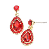 Rhinestone Trim Teardrop Stone Dangle Evening Earrings - Madeline Love - Flyclothing LLC
