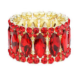 Round Marquise Stone Cluster Stretch Evening Bracelet - Madeline Love - Flyclothing LLC