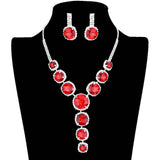 Round Stone Accented Evening Necklace Earring Set - Madeline Love - Flyclothing LLC