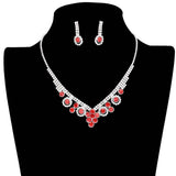 Round Stone Flower Accented Rhinestone Pave Necklace - Madeline Love - Flyclothing LLC