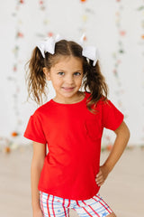 Red Ruffle Pocket Tee - Mila & Rose ® - Flyclothing LLC