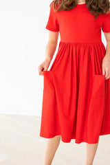 Red S/S Pocket Twirl Dress - Mila & Rose ® - Flyclothing LLC