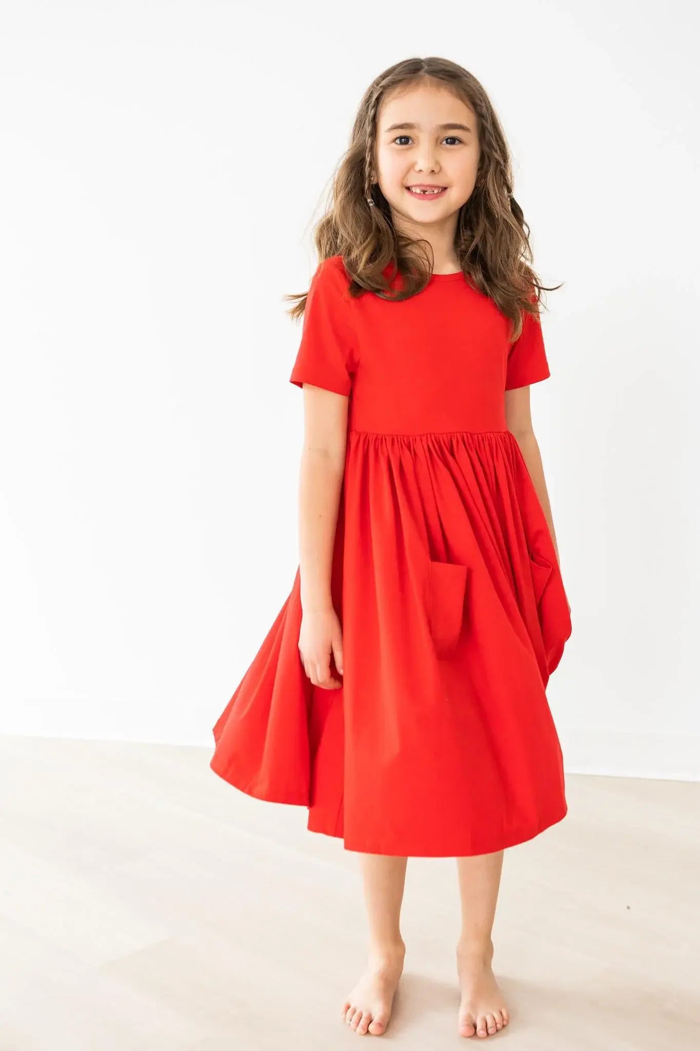 Red S/S Pocket Twirl Dress - Mila & Rose ® - Flyclothing LLC