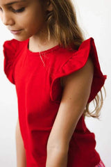 Red S/S Ruffle Tee - Mila & Rose ® - Flyclothing LLC