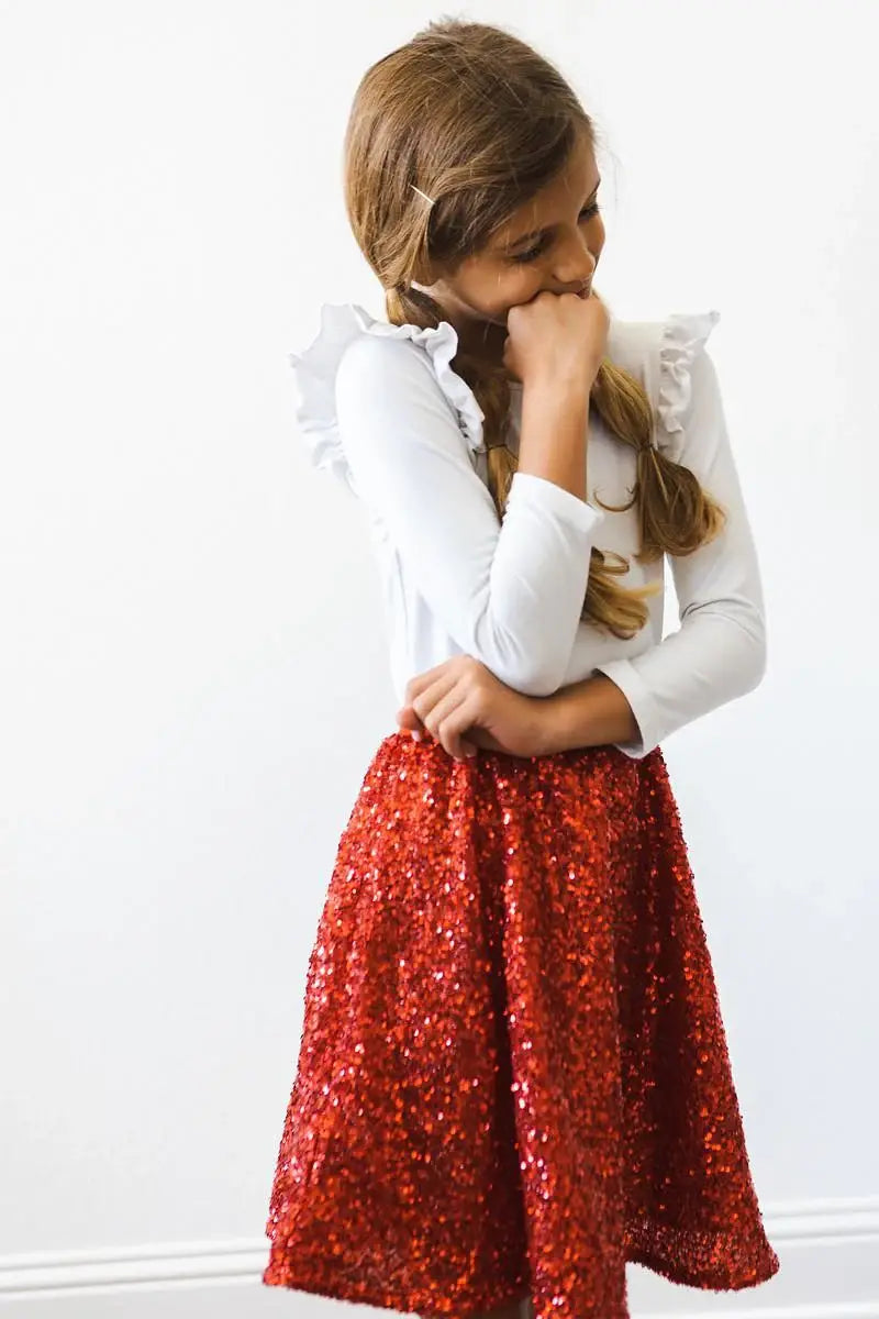 Red Sequin Twirl Skort - Mila & Rose ® - Flyclothing LLC