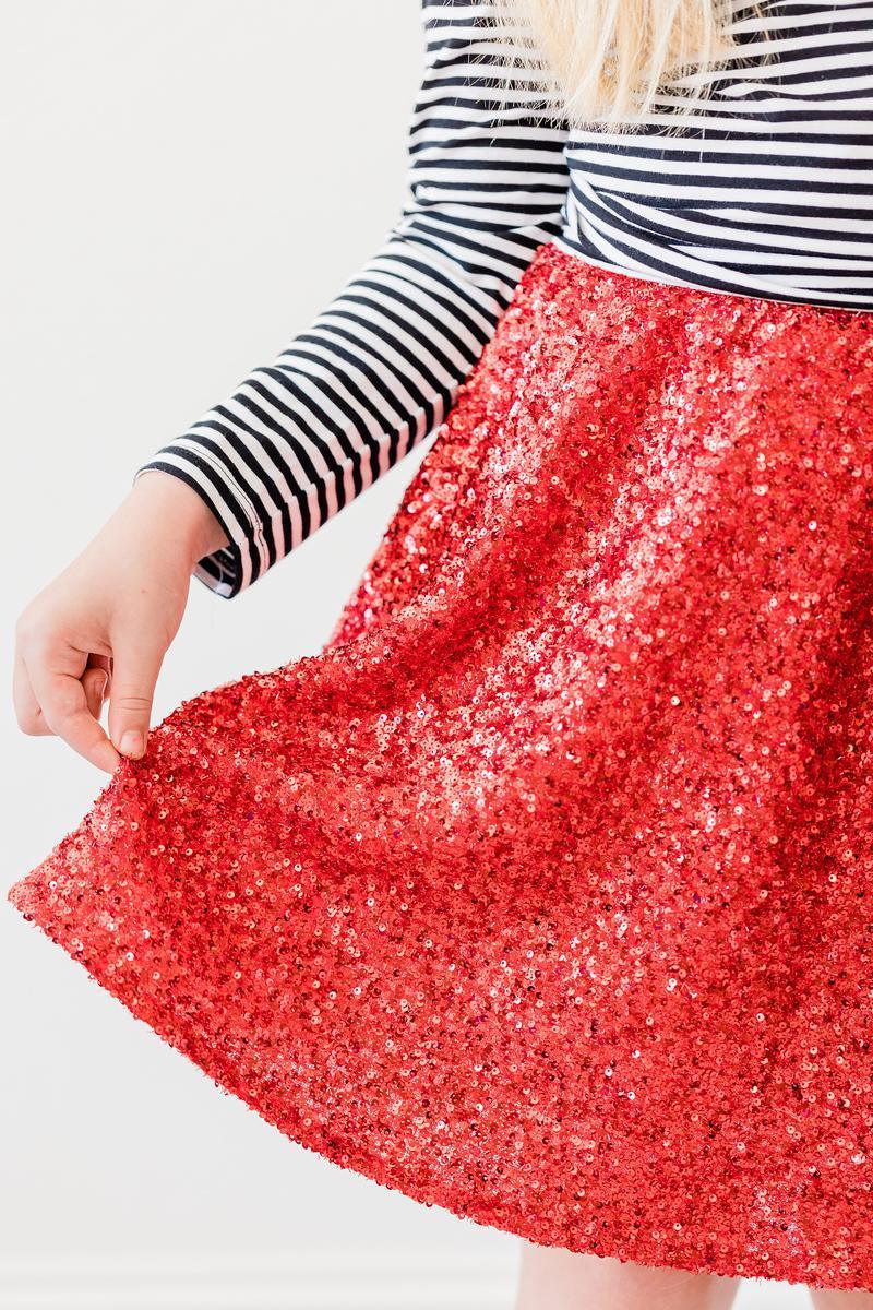 Red Sequin Twirl Skort - Mila & Rose ® - Flyclothing LLC