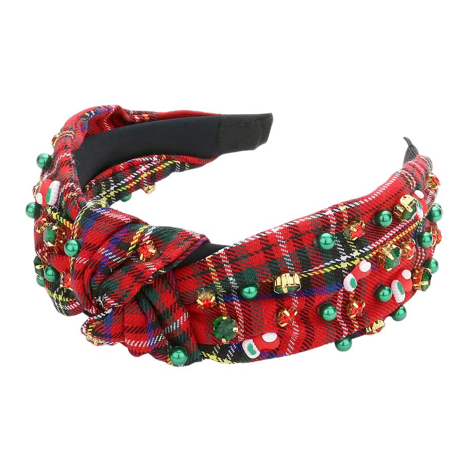 Socks Pearl Stone Knot Burnout Check Patterned Headband - Madeline Love - Flyclothing LLC