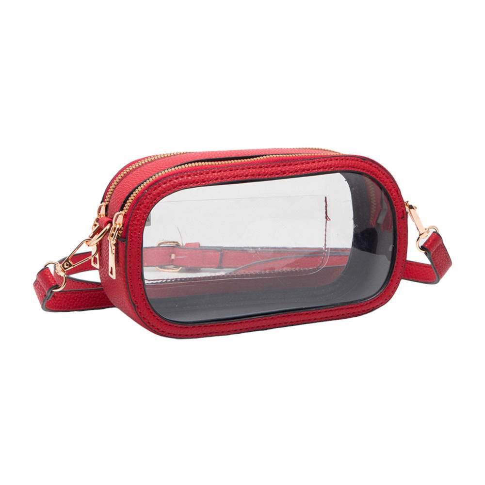 Solid Faux Leather Transparent Rectangle Crossbody Bag - Madeline Love - Flyclothing LLC