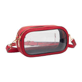 Solid Faux Leather Transparent Rectangle Crossbody Bag - Madeline Love - Flyclothing LLC