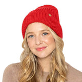 Solid Ribbed Cuff Beanie Hat - Madeline Love - Flyclothing LLC