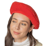 Solid Sherpa Beret Hat - Madeline Love - Flyclothing LLC