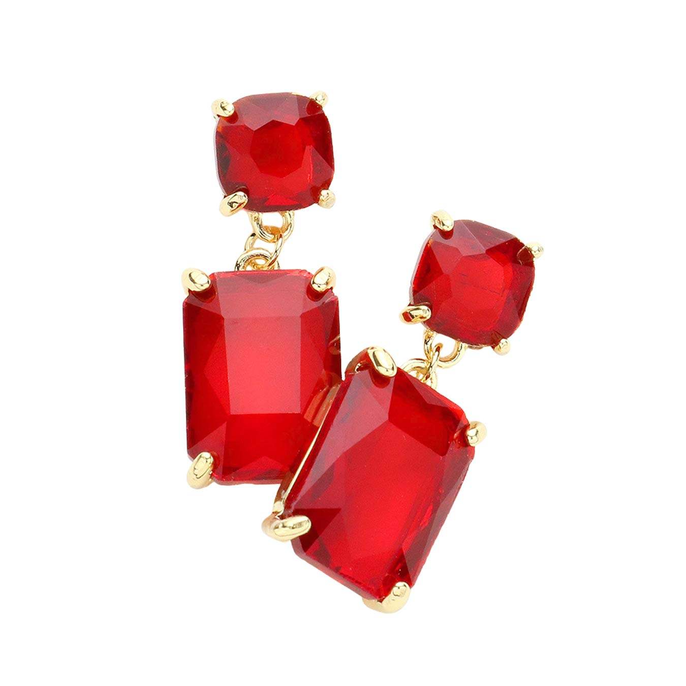 Square Rectangle Link Dangle Evening Earrings - Madeline Love - Flyclothing LLC