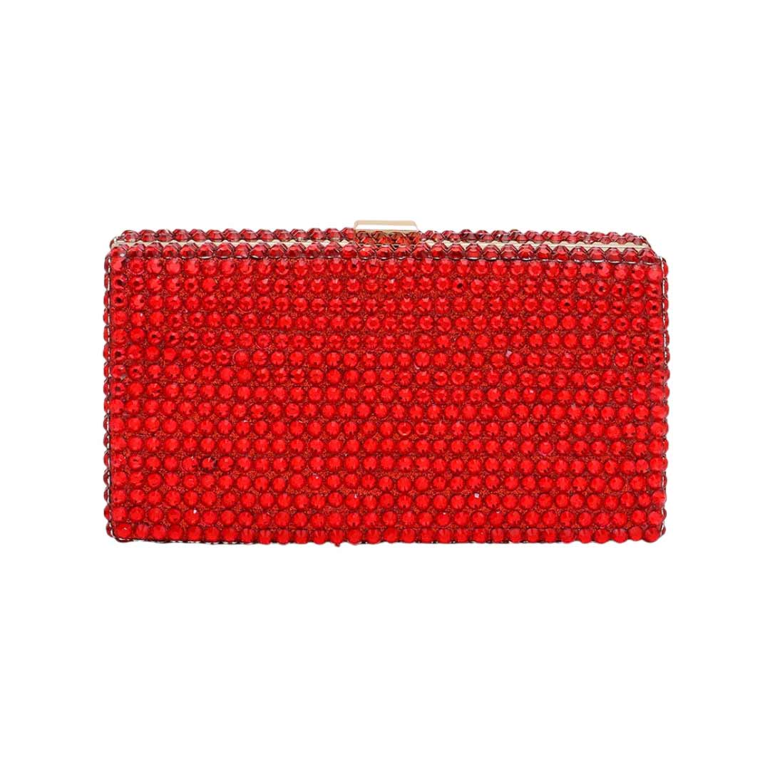 Studded Bling Rectangle Evening Clutch Crossbody Bag - Madeline Love - Flyclothing LLC