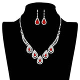 Teardrop Accented Rhinestone Necklace - Madeline Love - Flyclothing LLC