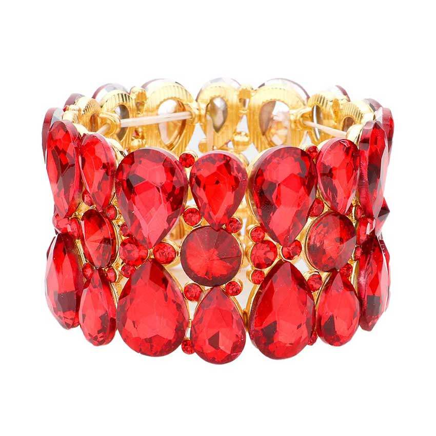 Teardrop Crystal Stretch Evening Bracelet - Madeline Love - Flyclothing LLC