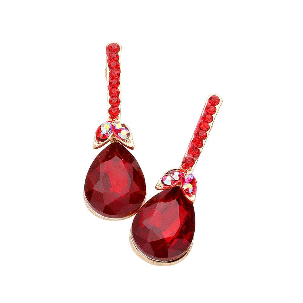 Teardrop Stone Accented Evening Earrings - Madeline Love - Flyclothing LLC