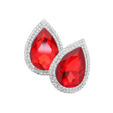 Teardrop Stone Accented Evening Earrings - Madeline Love - Flyclothing LLC