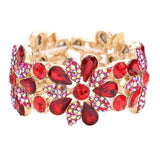 Teardrop Stone Accented Flower Stretch Evening Bracelet - Madeline Love - Flyclothing LLC
