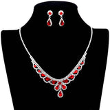 Teardrop Stone Accented Rhinestone Necklace - Madeline Love - Flyclothing LLC