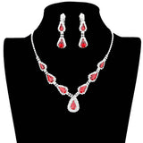 Teardrop Stone Accented Rhinestone Pave Necklace - Madeline Love - Flyclothing LLC