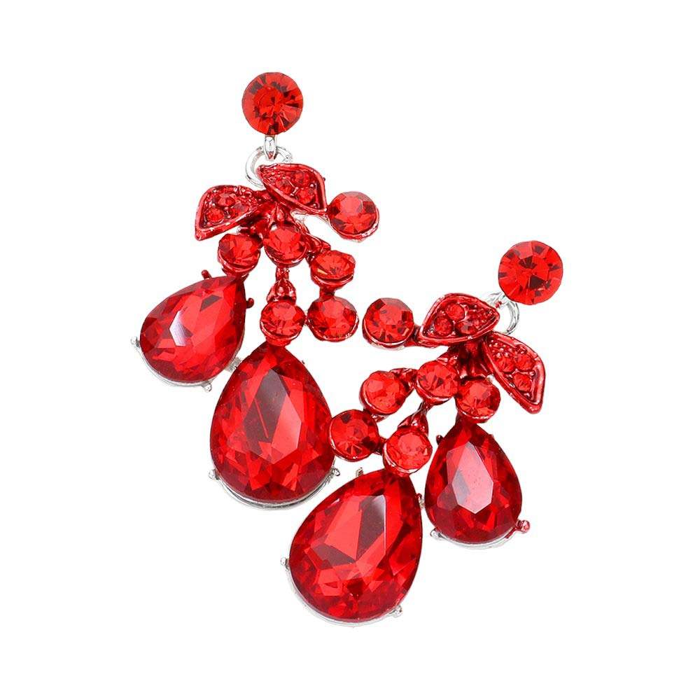 Teardrop Stone Cluster Dangle Evening Earrings - Madeline Love - Flyclothing LLC