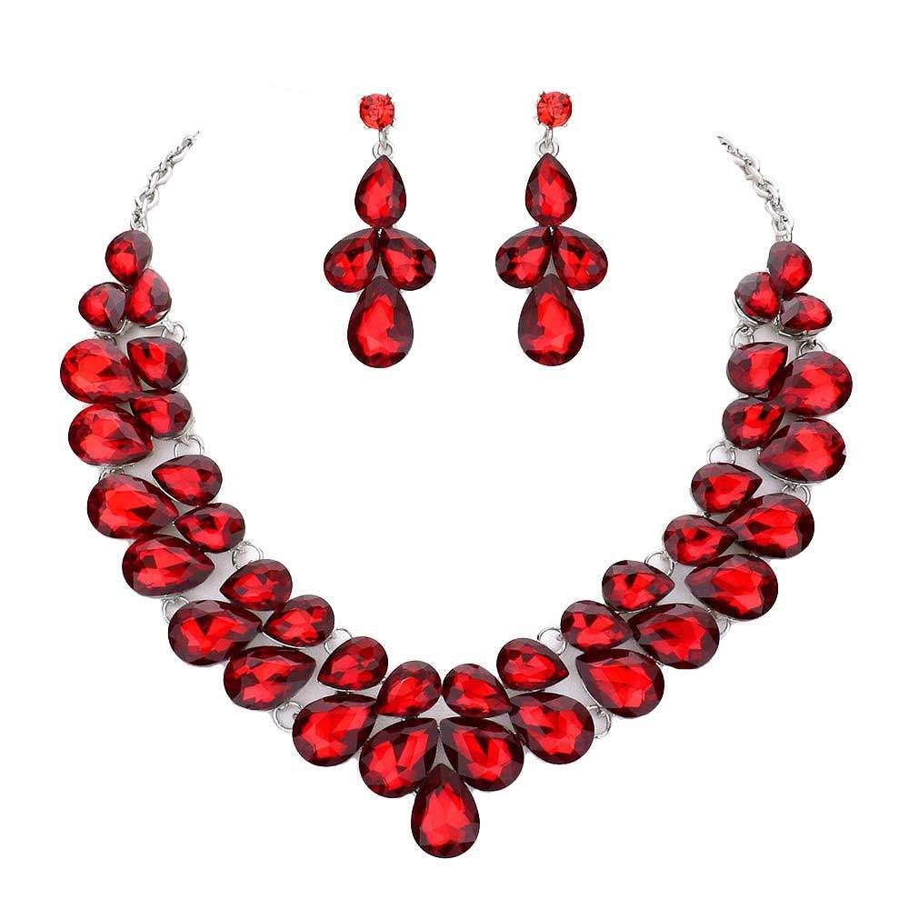 Teardrop Stone Cluster Evening Necklace - Madeline Love - Flyclothing LLC