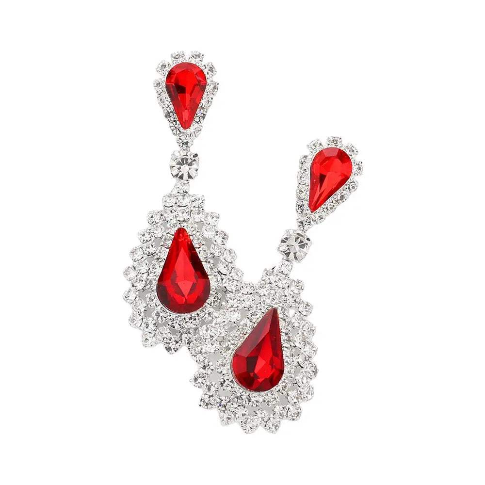 Teardrop Stone Dangle Evening Earrings - Madeline Love - Flyclothing LLC
