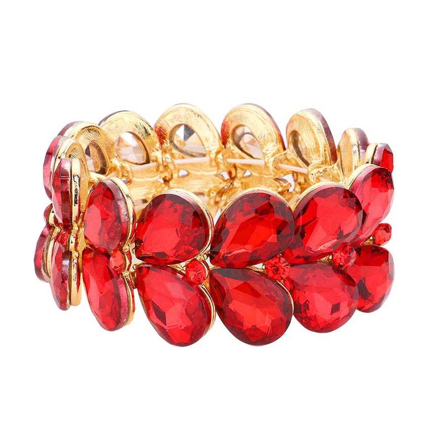 Teardrop Stone Embellished Evening Bracelet - Madeline Love - Flyclothing LLC