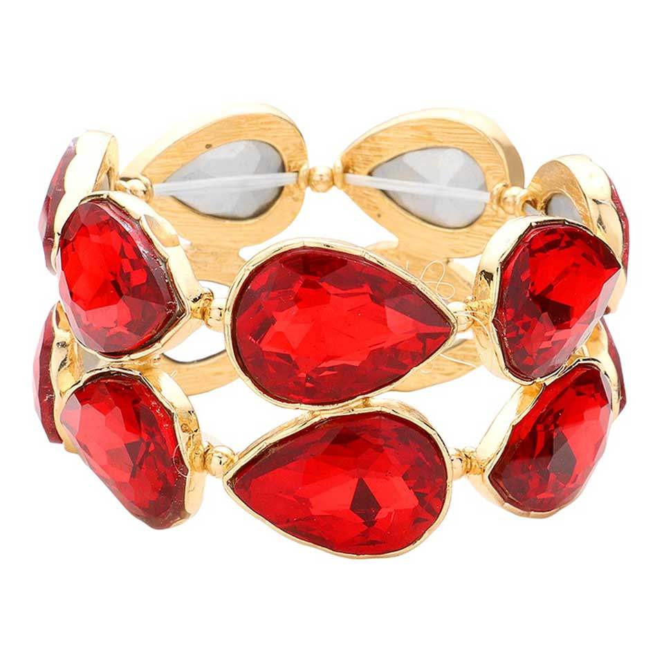 Teardrop Stone Stretch Evening Bracelet - Madeline Love - Flyclothing LLC