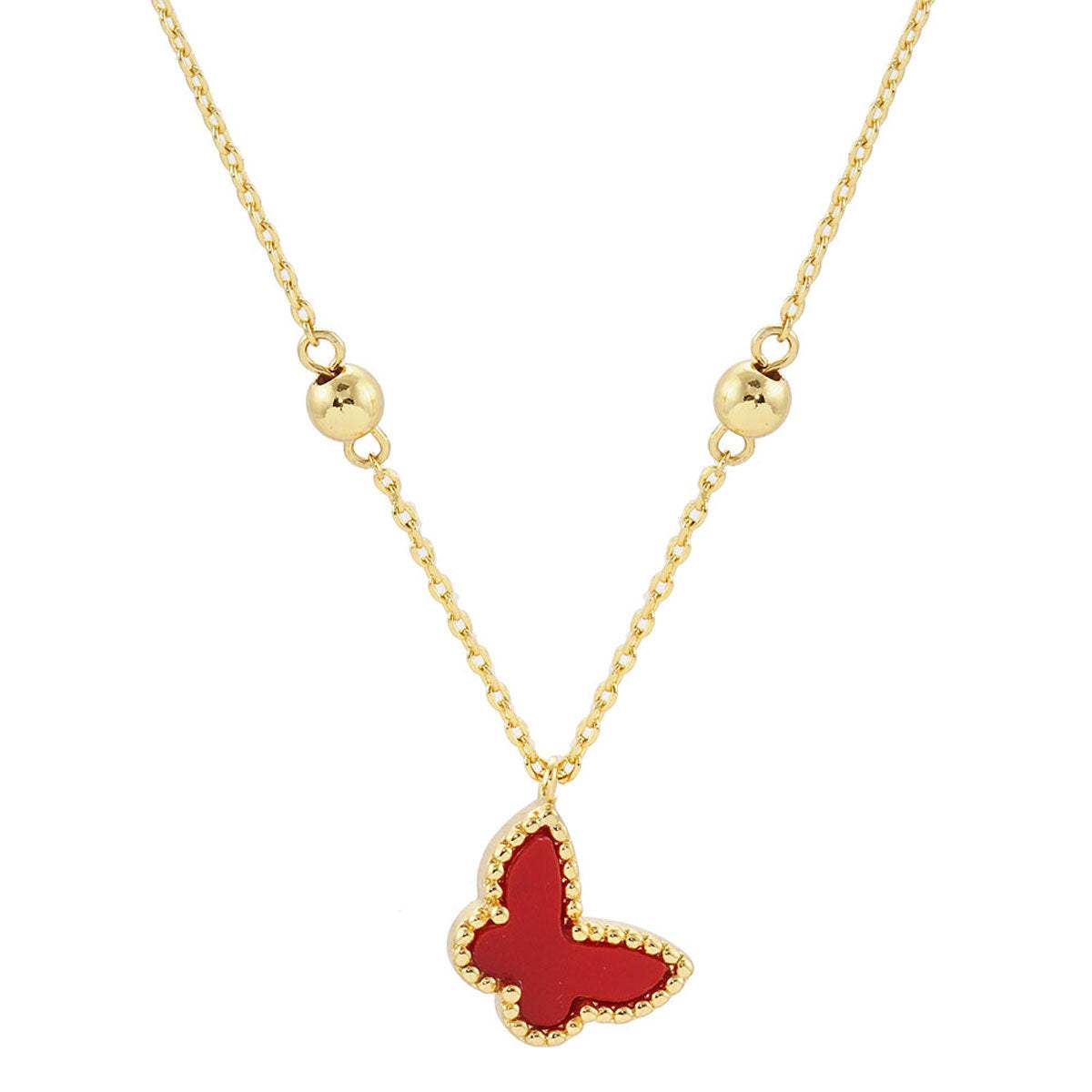 Top Gold Dipped Enamel Butterfly Pendant Necklace - Madeline Love - Flyclothing LLC