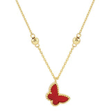 Top Gold Dipped Enamel Butterfly Pendant Necklace - Madeline Love - Flyclothing LLC