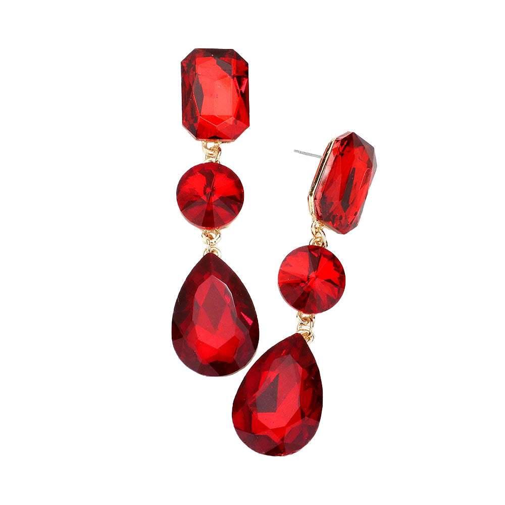 Triple Crystal Rhinestone Evening Earrings - Madeline Love - Flyclothing LLC