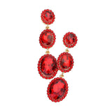 Triple Oval Glass Stone Drop Down Dangle Evening Earrings - Madeline Love - Flyclothing LLC