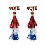 VOTE Pointed American USA Colored Tassel Dangle Earrings - Madeline Love - Flyclothing LLC