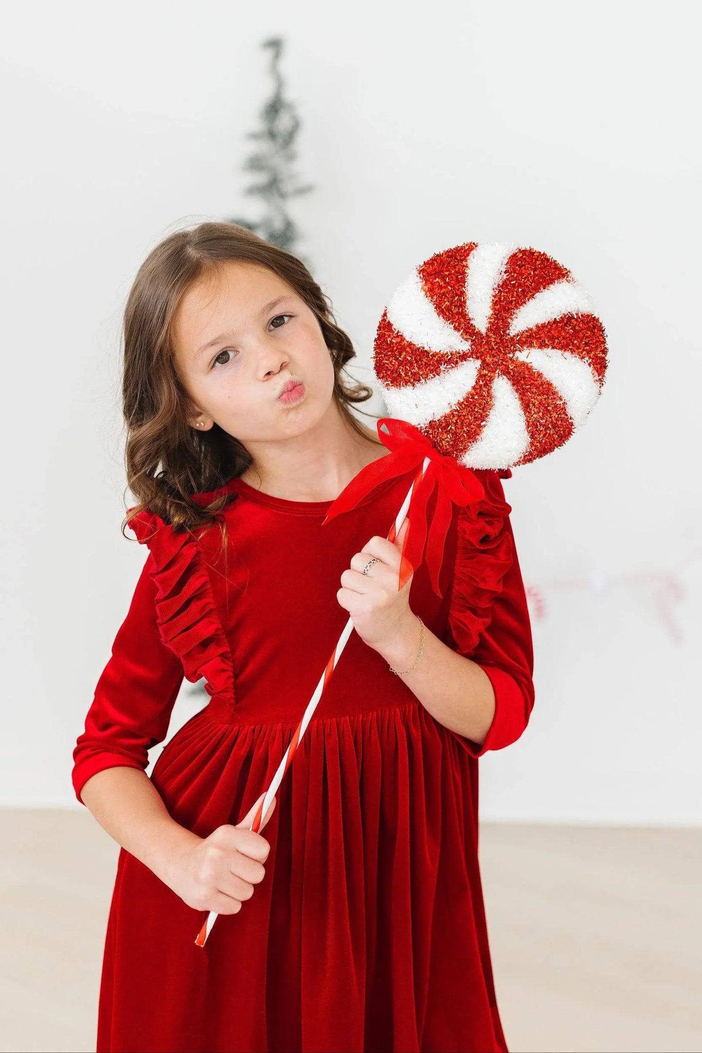 Red Velvet Ruffle Twirl Dress - Mila & Rose ® - Flyclothing LLC