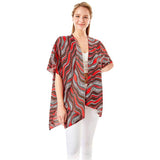 Wavy Printed Lurex Cover Up Poncho Kimono Poncho - Madeline Love - Flyclothing LLC