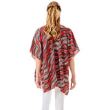 Wavy Printed Lurex Cover Up Poncho Kimono Poncho - Madeline Love - Flyclothing LLC