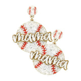 Felt Back Sequin Baseball Mama Dangle Earrings - Madeline Love - Flyclothing LLC