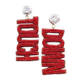 Felt Back Touch Down Message Beaded Dangle Earrings - Madeline Love - Flyclothing LLC