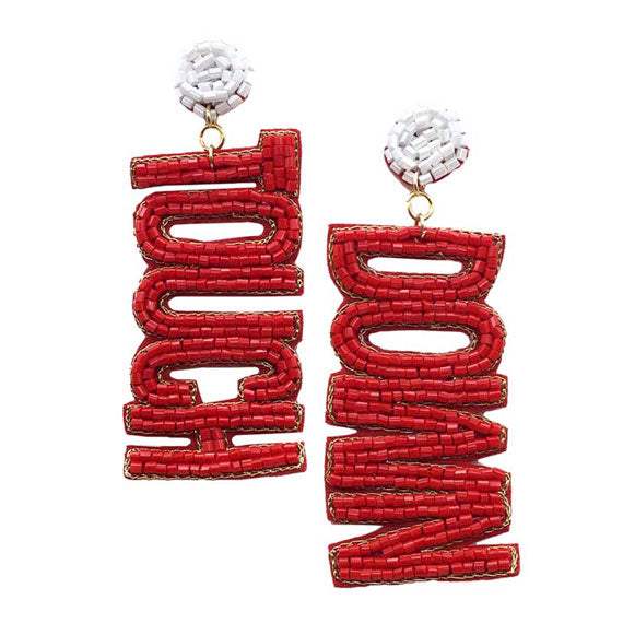 Felt Back Touch Down Message Beaded Dangle Earrings - Madeline Love - Flyclothing LLC