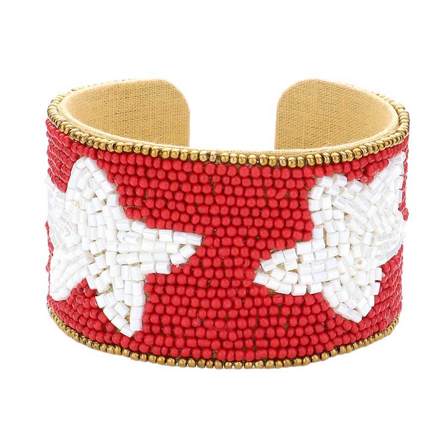 Game Day Beaded Star Accented Cuff Bracelet - Madeline Love - Flyclothing LLC