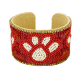 Game Day Sequin Seed Beaded Paw Accented Cuff Bracelet - Madeline Love - Flyclothing LLC